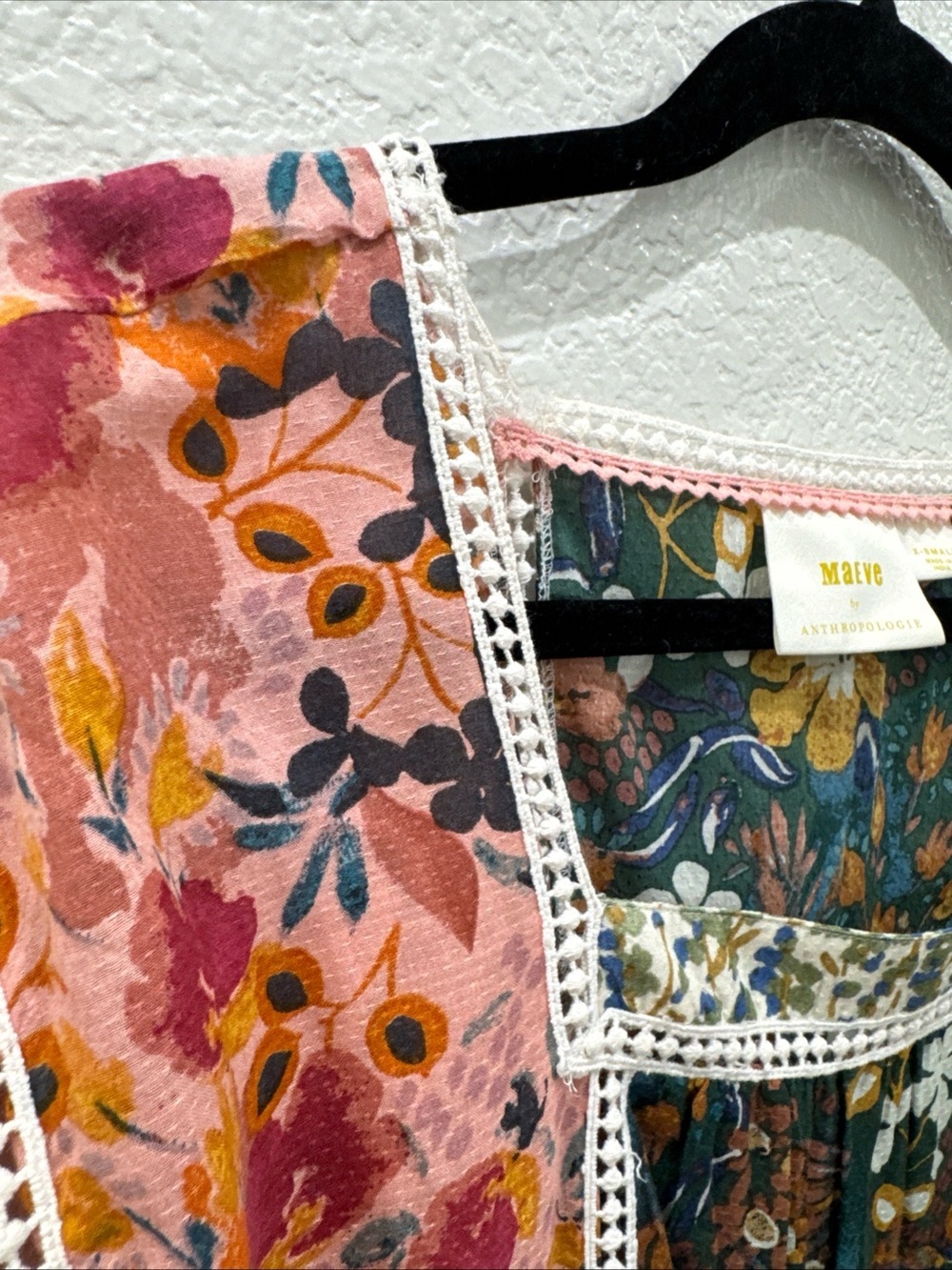 Maeve Anthropologie Nikki Peasant Blouse Women’s XS Floral Boho Lace Trim - Picture 9 of 11